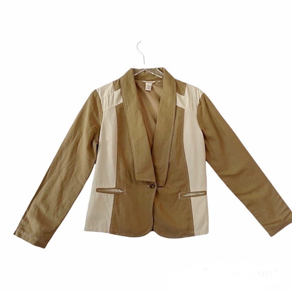 Sundance Linen Blend Color Block Single Button Bl… - image 2